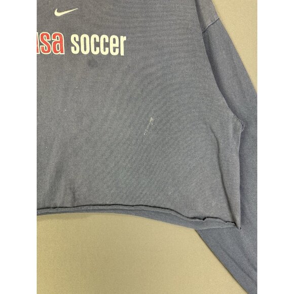 Vintage Y2K Nike Mid Swoosh USA Soccer Long Sleeve Cropped Womens Sports - Picture 7 of 15